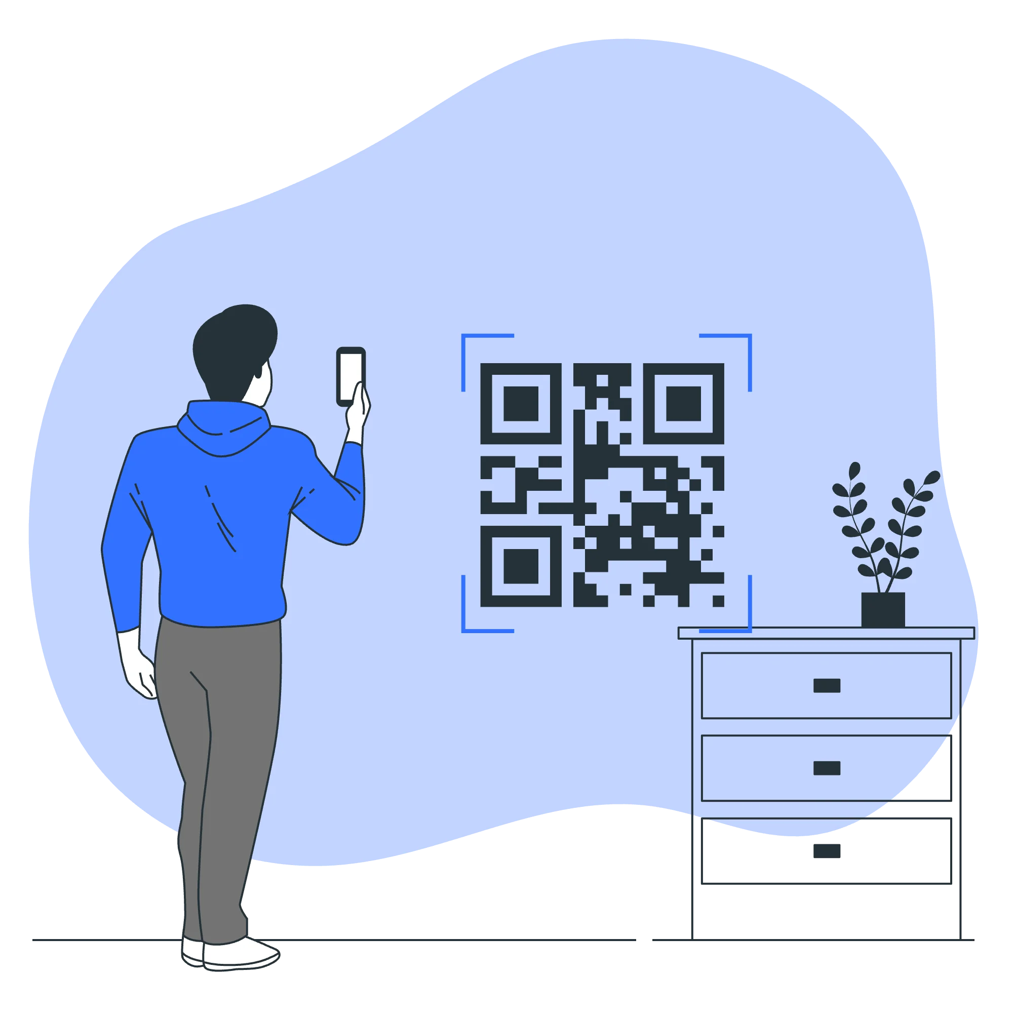 Customer scans QR or locates on map