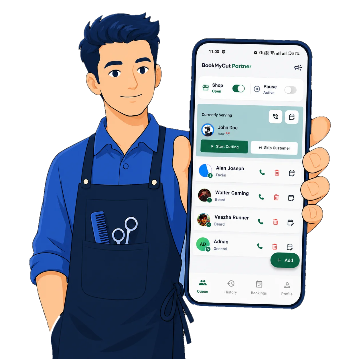 Manage queue and add walkins